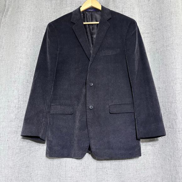 Adolfo Suit Jacket Men 42R Gray Corduroy Cotton Sport Blazer Boho Twee - Picture 1 of 9